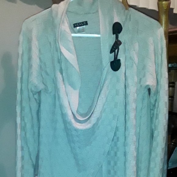One-button waffle-knit Waterfall Cardigan - Picture 1 of 5